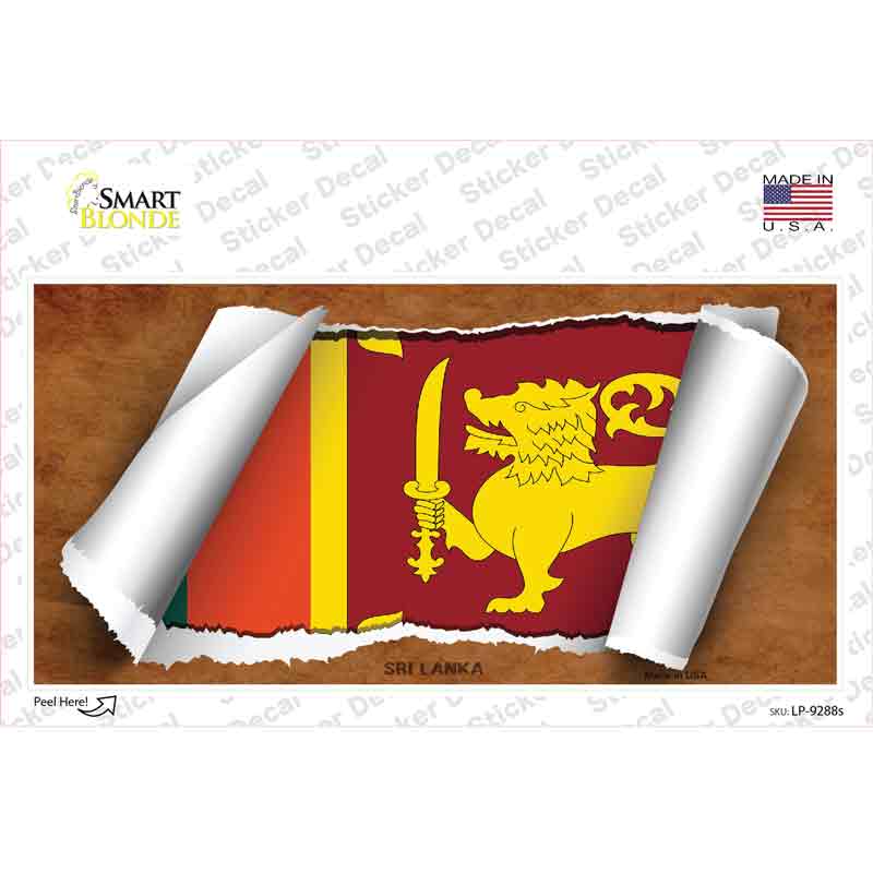 Sri Lanka Flag Scroll Novelty Sticker Decal