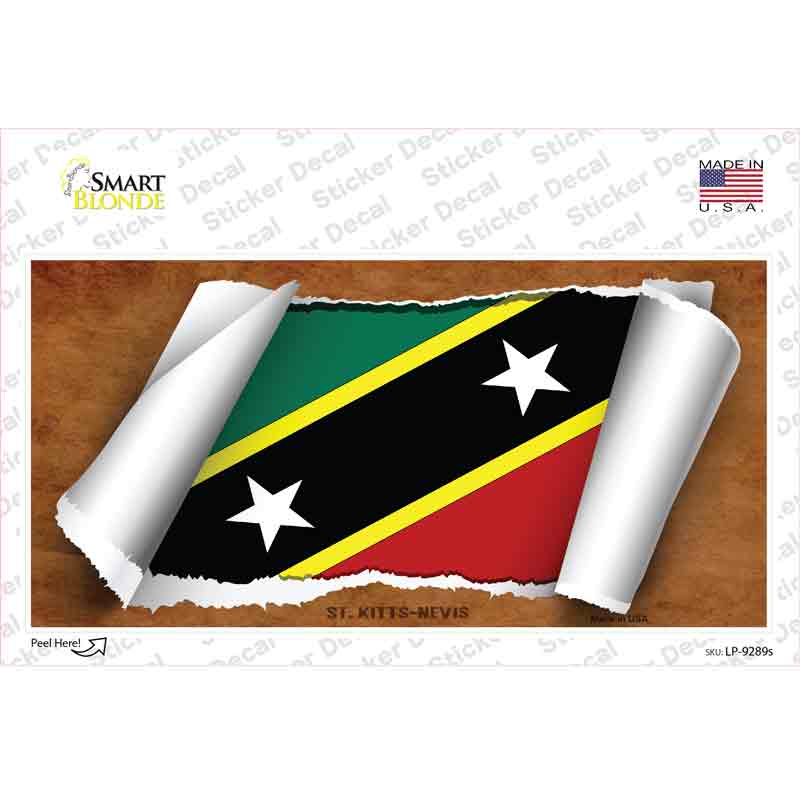 St Kitts-Nevis Flag Scroll Novelty Sticker Decal