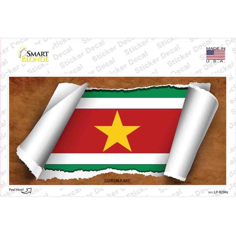 Suriname Flag Scroll Novelty Sticker Decal