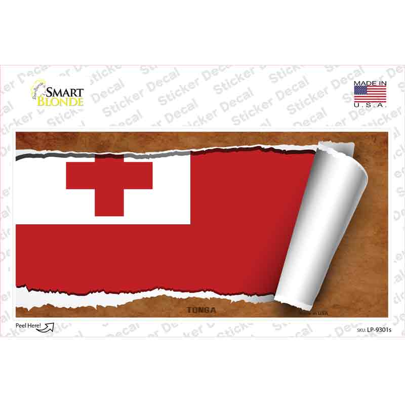 Tonga Flag Scroll Novelty Sticker Decal