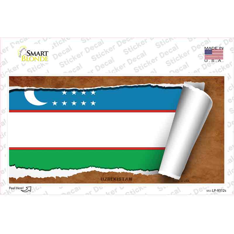 Uzbekistan Flag Scroll Novelty Sticker Decal