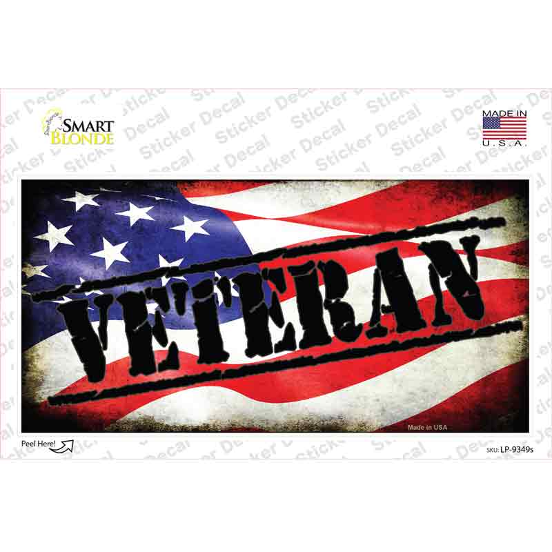 Veteran American Flag Novelty Sticker Decal Small