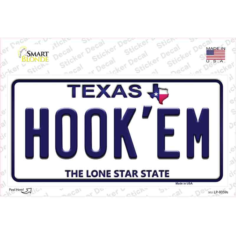 Hookem Texas Novelty Sticker Decal Small