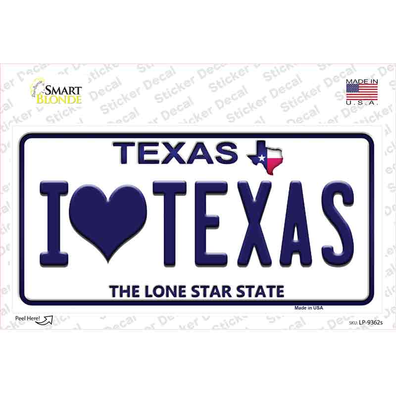 I Love Texas Novelty Sticker Decal Small