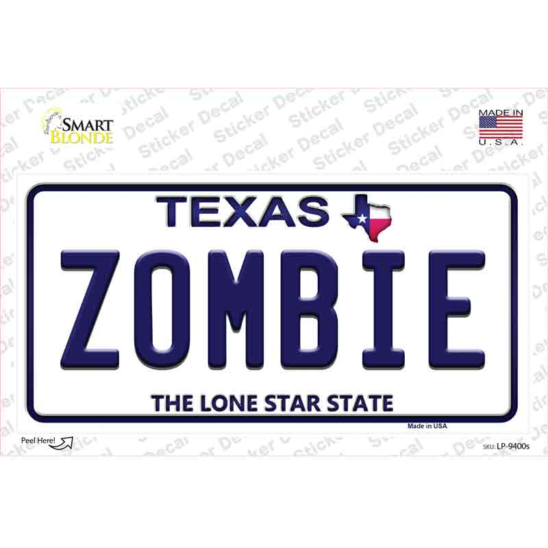 Zombie Texas Novelty Sticker Decal Small