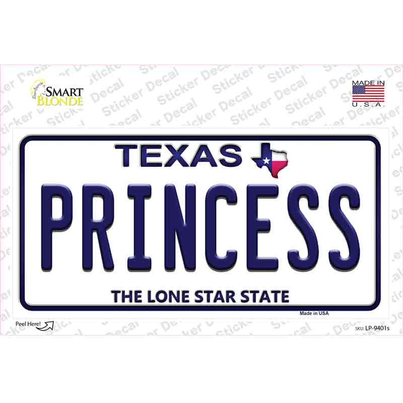 Princess Texas Novelty Sticker Decal Small