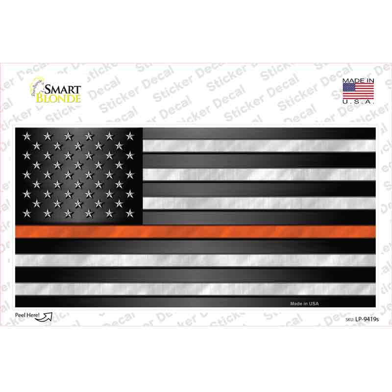 American Flag Thin Orange Line Novelty Sticker Decal Small