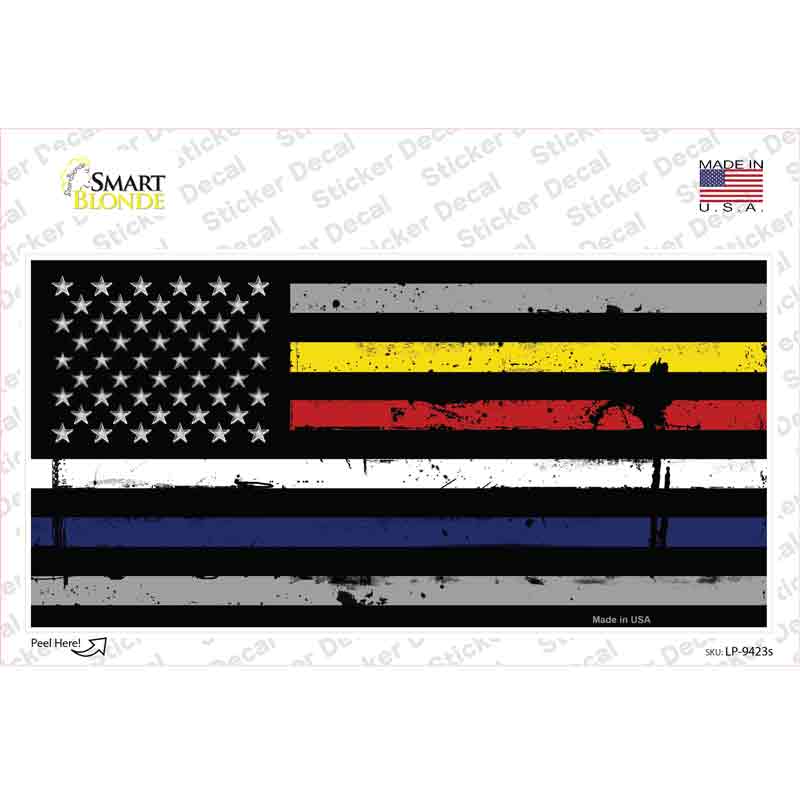 American Flag Police / Fire / EMS Novelty Sticker Decal Small