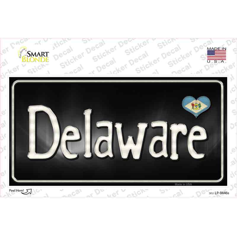 Delaware Flag Script Novelty Sticker Decal