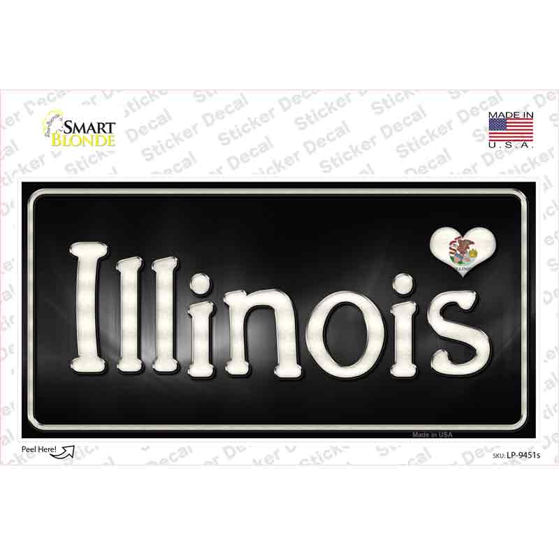 Illinois Flag Script Novelty Sticker Decal Small