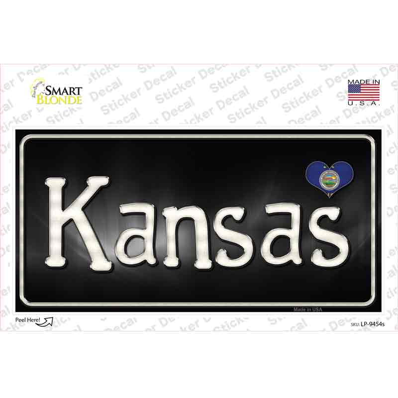 Kansas Flag Script Novelty Sticker Decal Small