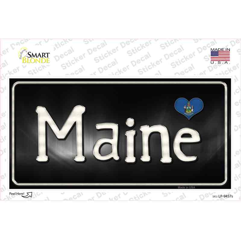 Maine Flag Script Novelty Sticker Decal Small