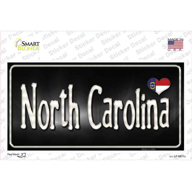 North Carolina Flag Script Novelty Sticker Decal Small