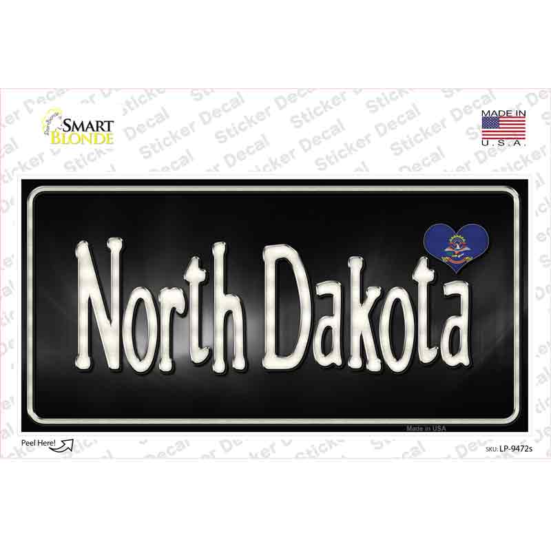 North Dakota Flag Script Novelty Sticker Decal Small