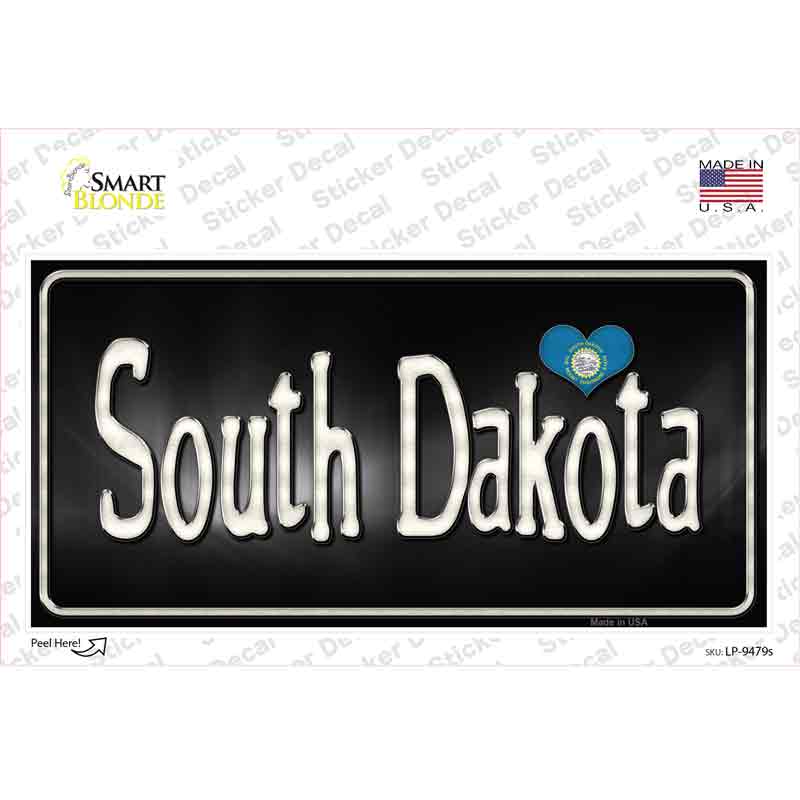 South Dakota Flag Script Novelty Sticker Decal Small