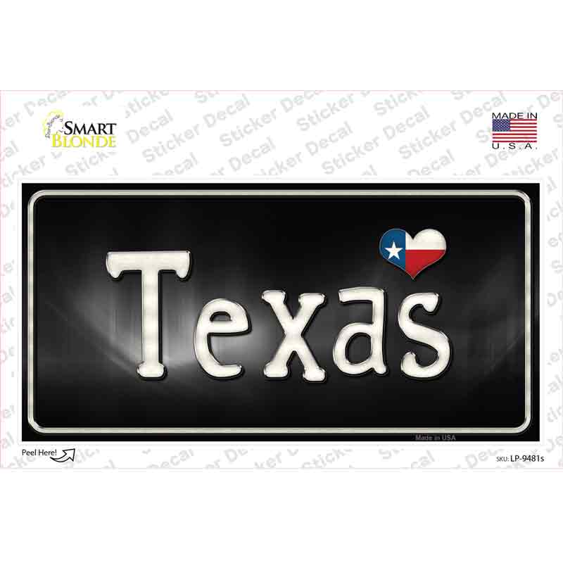 Texas Flag Script Novelty Sticker Decal Small