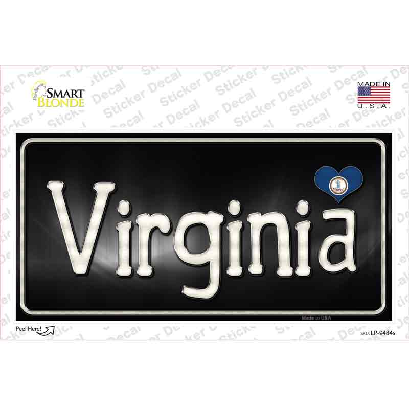 Virginia Flag Script Novelty Sticker Decal Small