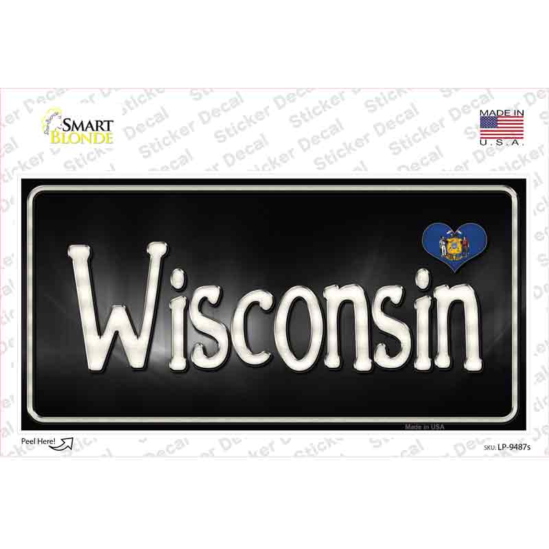 Wisconsin Flag Script Novelty Sticker Decal Small