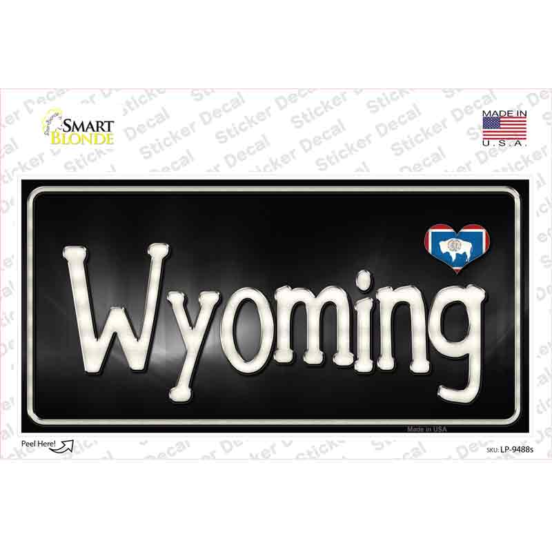 Wyoming Flag Script Novelty Sticker Decal Small