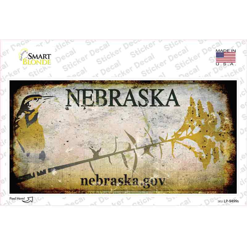 Nebraska Rusty Background Novelty Sticker Decal Small