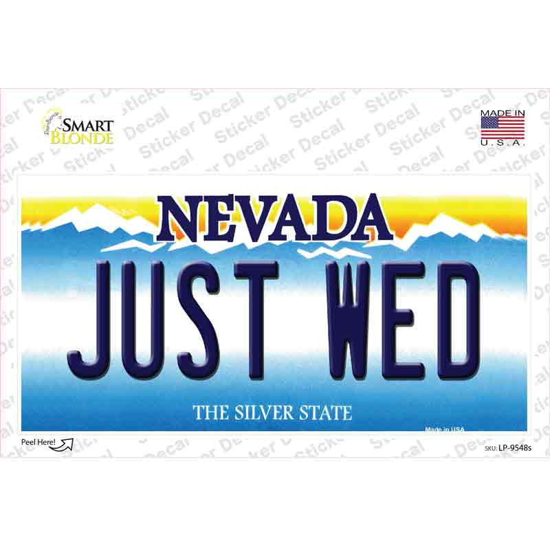 Just Wed Nevada Novelty Sticker Decal Small