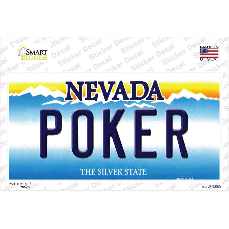 Poker Nevada Novelty Sticker Decal Small