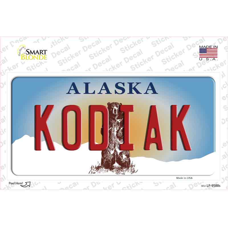 Kodiak Alaska State Novelty Sticker Decal Small