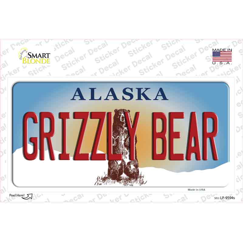 Grizzly Bear Alaska State Novelty Sticker Decal Small