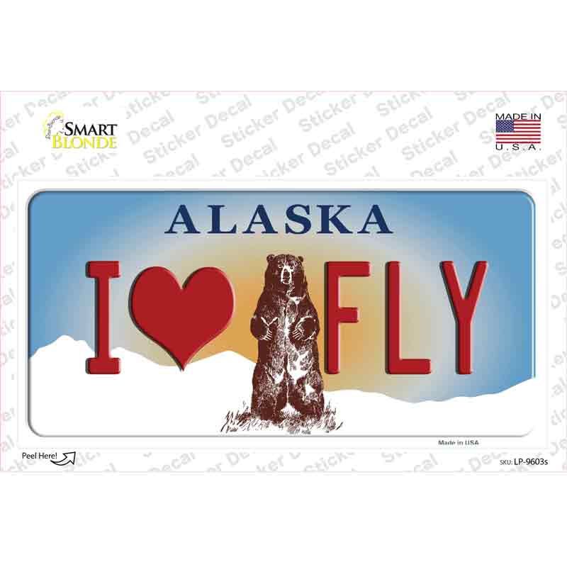 I Love Fly Alaska State Novelty Sticker Decal Small