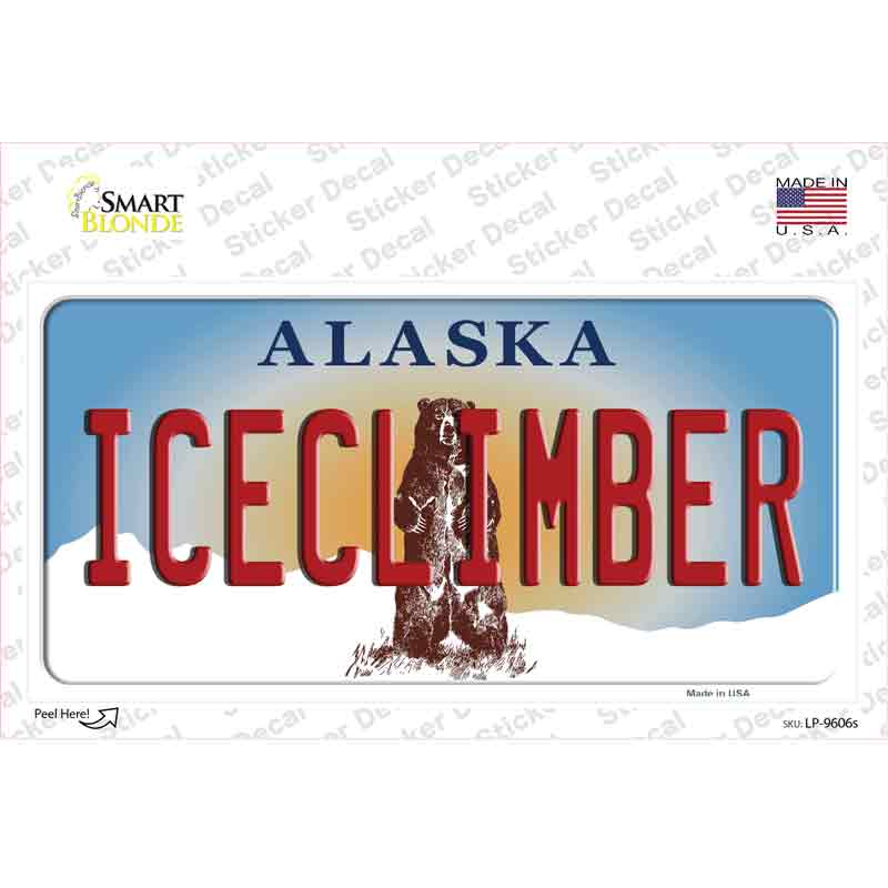 Ice Climber Alaska State Novelty Sticker Decal Small