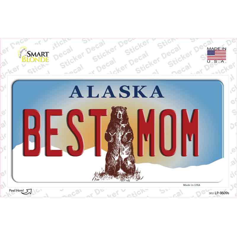 Best Mom Alaska State Novelty Sticker Decal Small