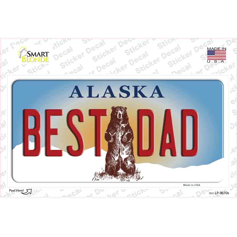 Best Dad Alaska State Novelty Sticker Decal Small