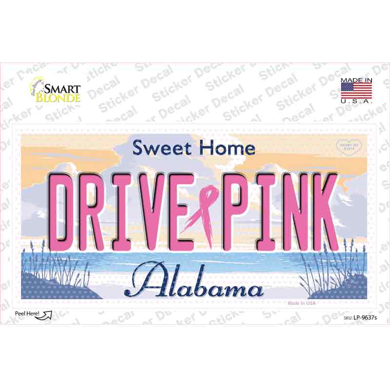 Drive Pink Alabama Novelty Sticker Decal Small