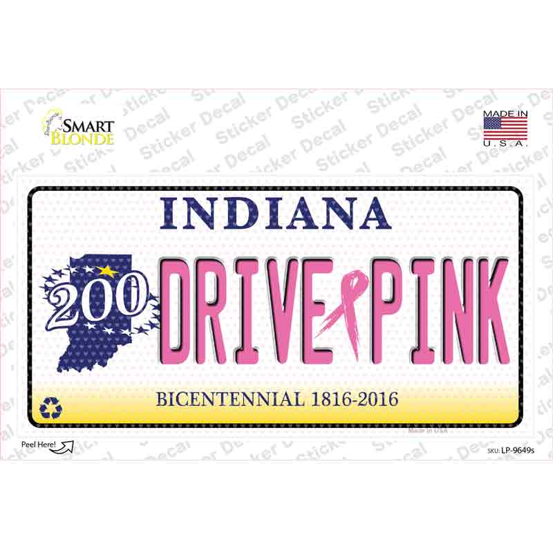 Drive Pink Indiana Novelty Sticker Decal Small