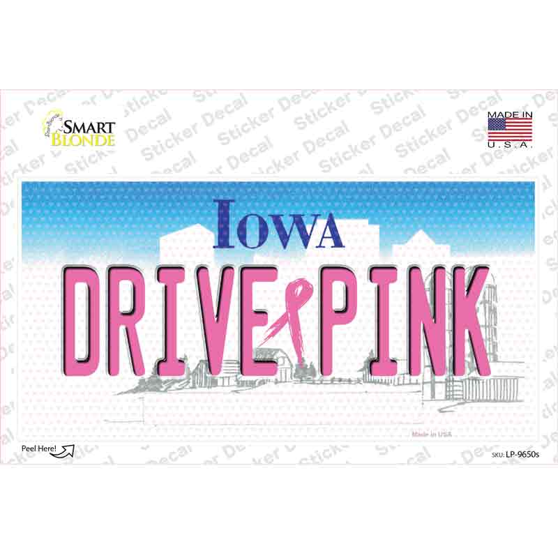 Drive Pink Iowa Novelty Sticker Decal Small