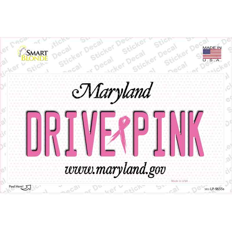 Drive Pink Maryland Novelty Sticker Decal Small