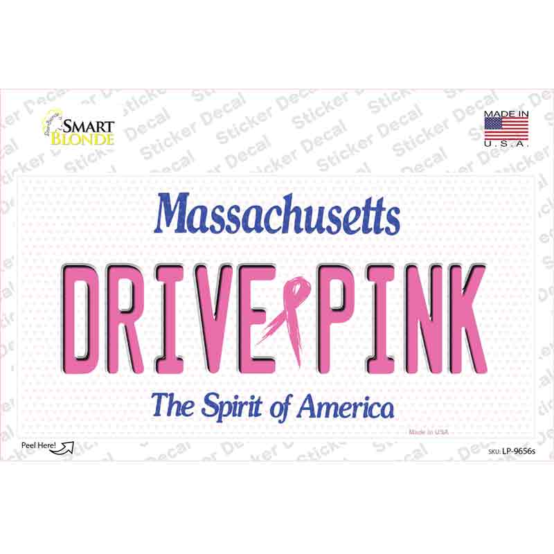 Drive Pink Massachusetts Novelty Sticker Decal Small