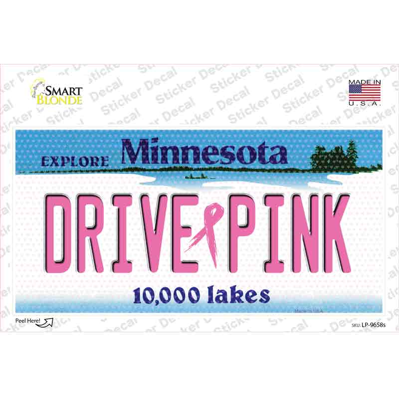 Drive Pink Minnesota Novelty Sticker Decal Small