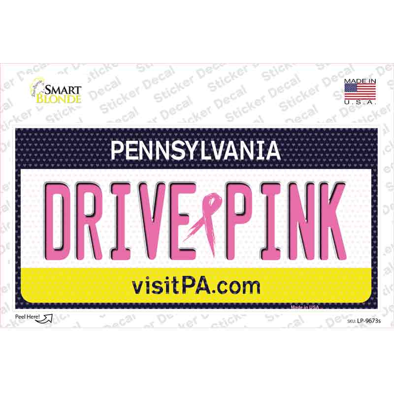 Drive Pink Pennsylvania Novelty Sticker Decal Small