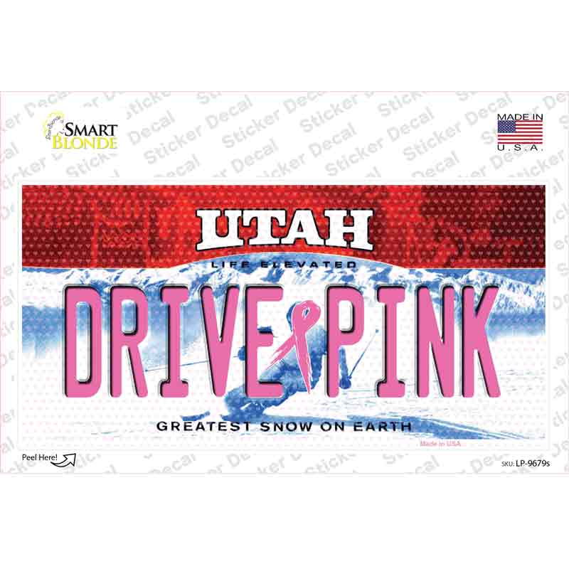 Drive Pink Utah Novelty Sticker Decal Small