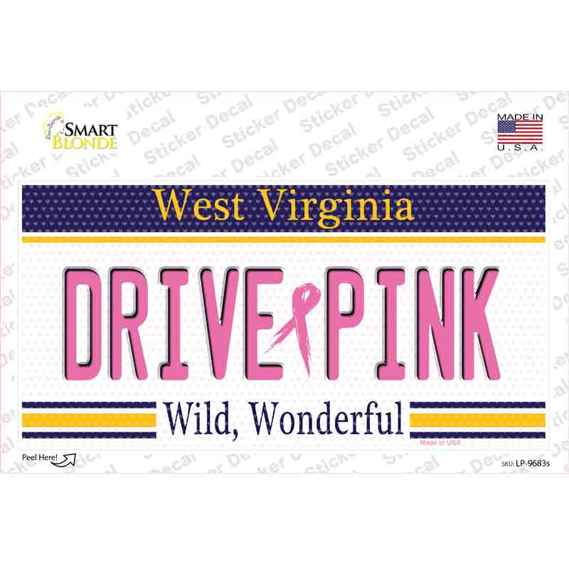 Drive Pink West Virginia Novelty Sticker Decal Small