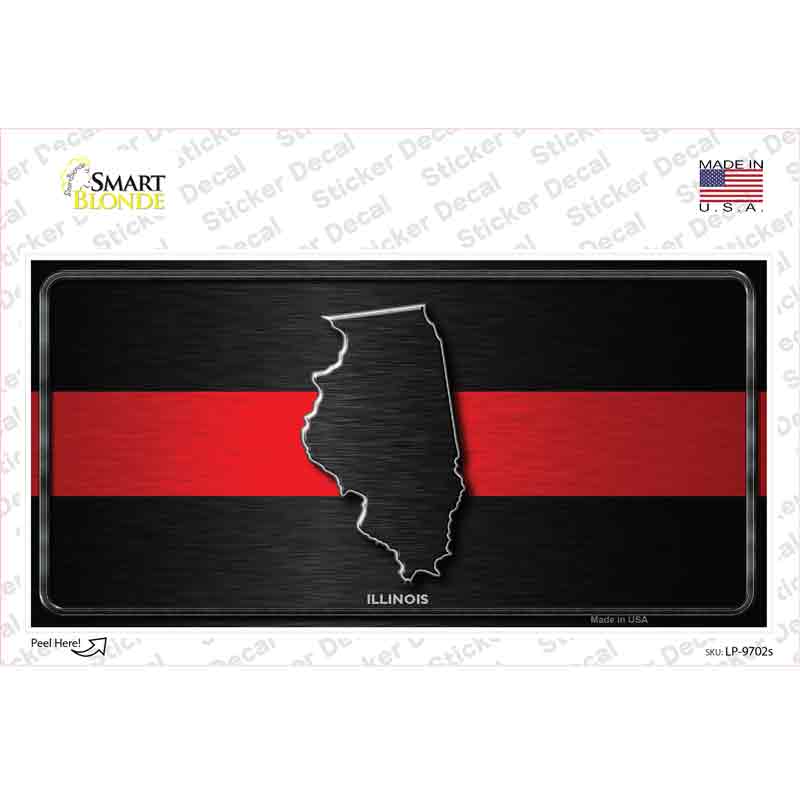 Illinois Thin Red Line Novelty Sticker Decal Small