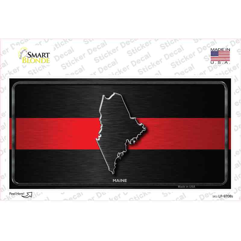 Maine Thin Red Line Novelty Sticker Decal Small