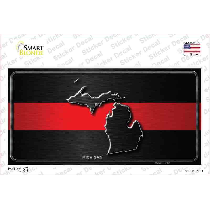 Michigan Thin Red Line Novelty Sticker Decal Small