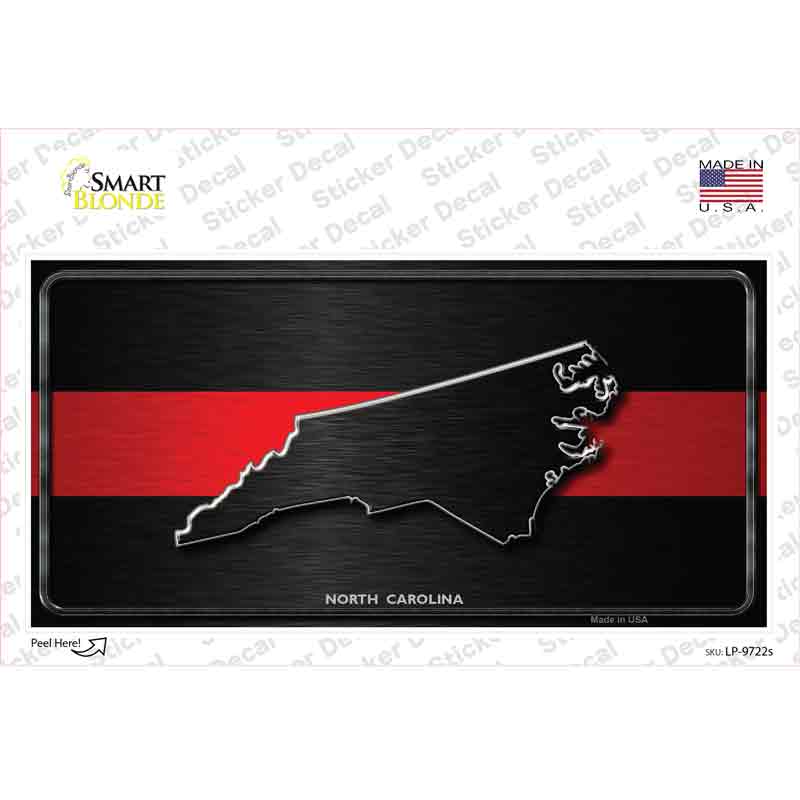 North Carolina Thin Red Line Novelty Sticker Decal Small