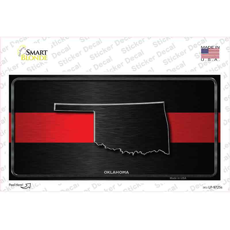 Oklahoma Thin Red Line Novelty Sticker Decal Small