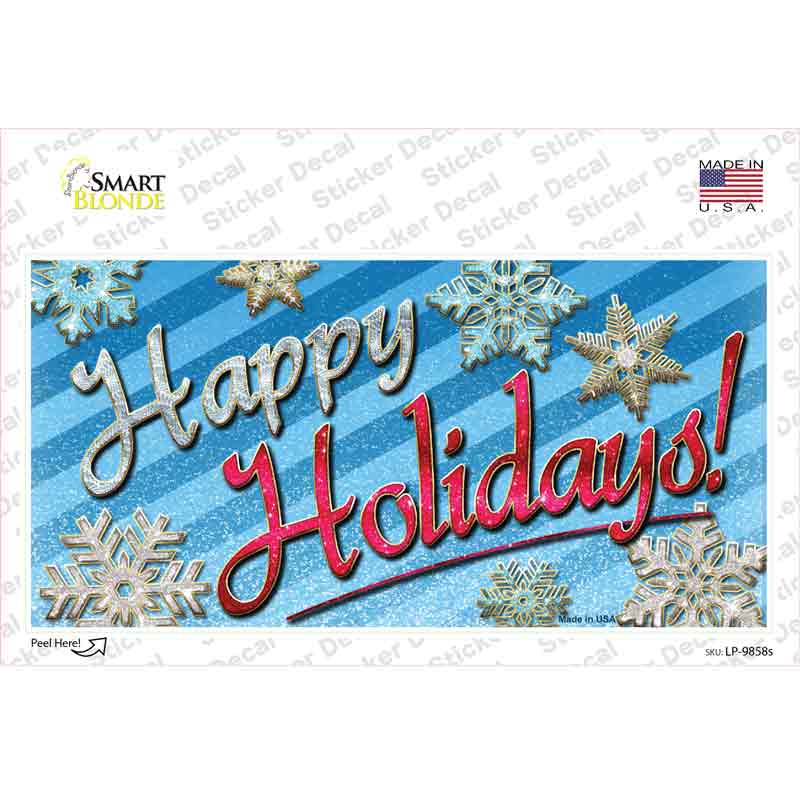 Happy Holidays Blue Novelty Sticker Decal Small