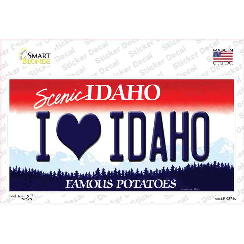 Love Idaho Novelty Sticker Decal Small