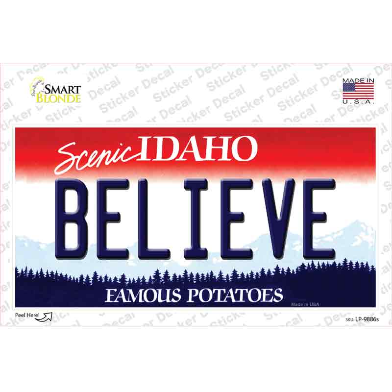 Believe Idaho Novelty Sticker Decal Small