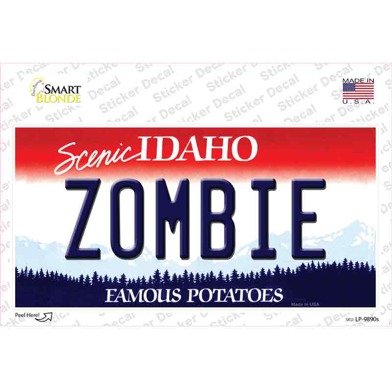 Zombie Idaho Novelty Sticker Decal Small